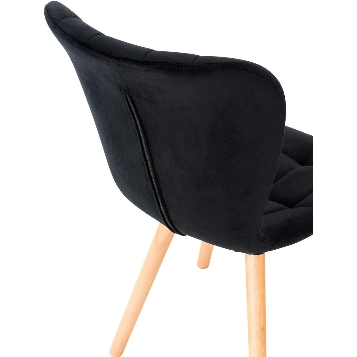 Silla de Confidente ELGAR TERCIOPELO, Gran Acolchado, Estructura y Patas de Madera en color Negro