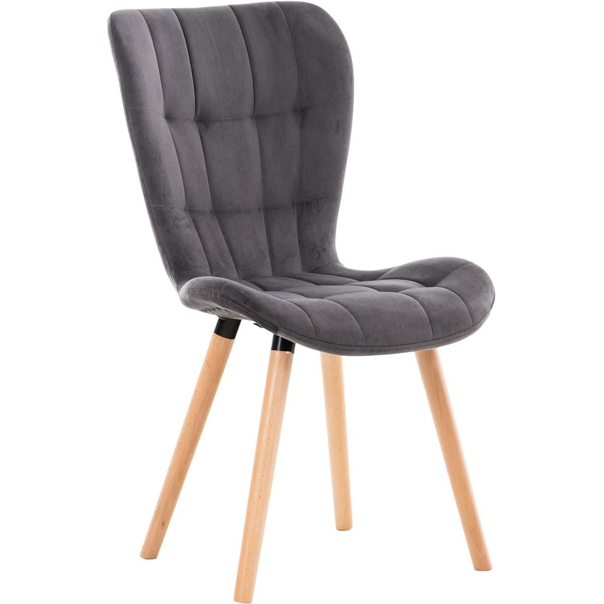 Silla de Confidente ELGAR TERCIOPELO, Gran Acolchado, Estructura y Patas de Madera en color Negro