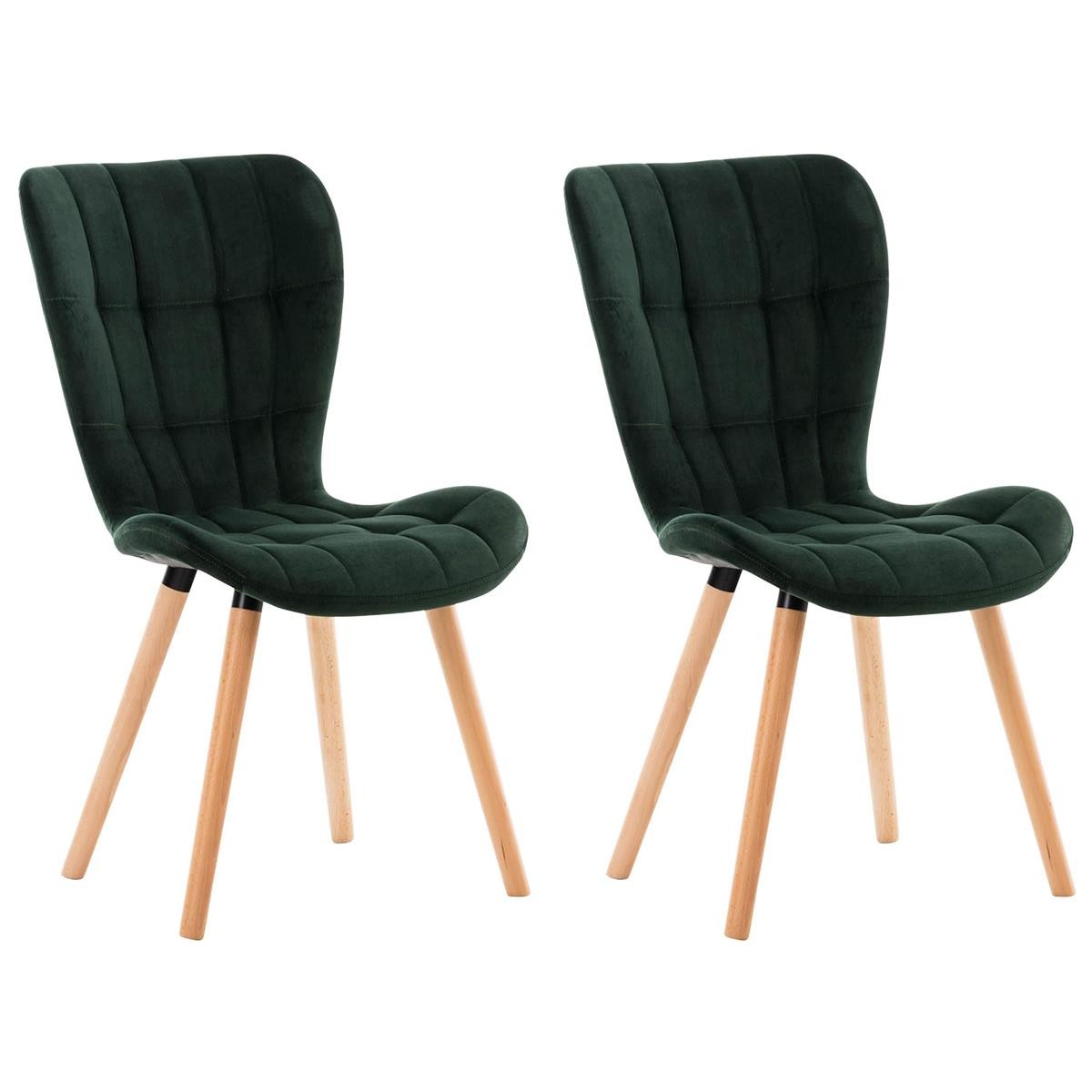 Lote de 2 Sillas de Confidente ELGAR TERCIOPELO, Gran Acolchado, Estructura y Patas de Madera en color Negro