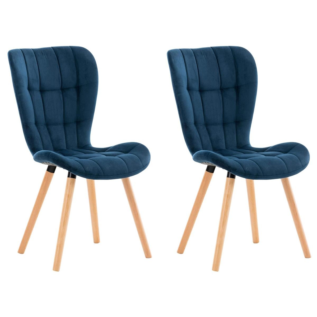 Lote de 2 Sillas de Confidente ELGAR TERCIOPELO, Gran Acolchado, Estructura y Patas de Madera en color Negro