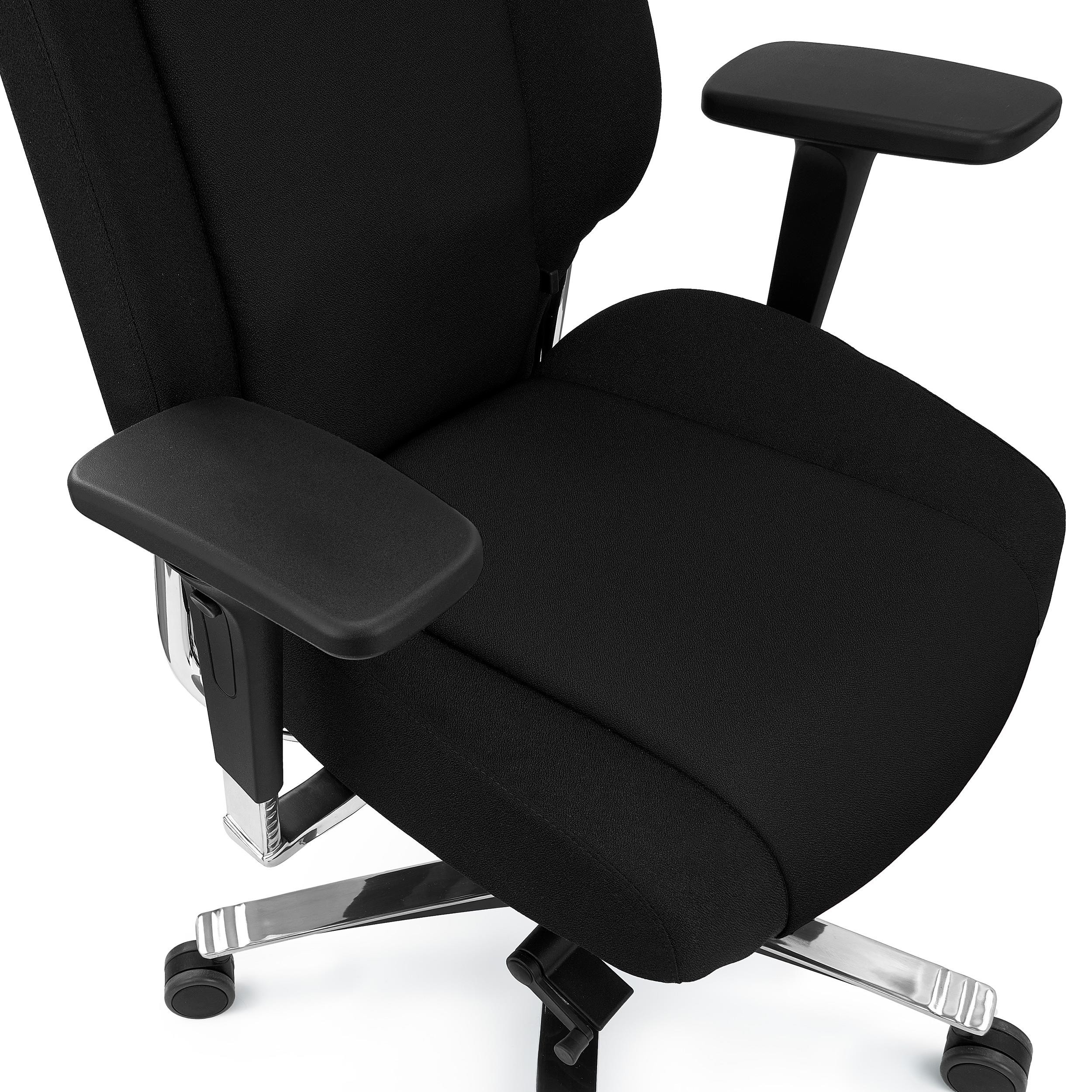Silla Ergonómica KRATOS, Uso 24H, Máxima Comodidad y Durabilidad, Totalmente Certificada, Tela Negra