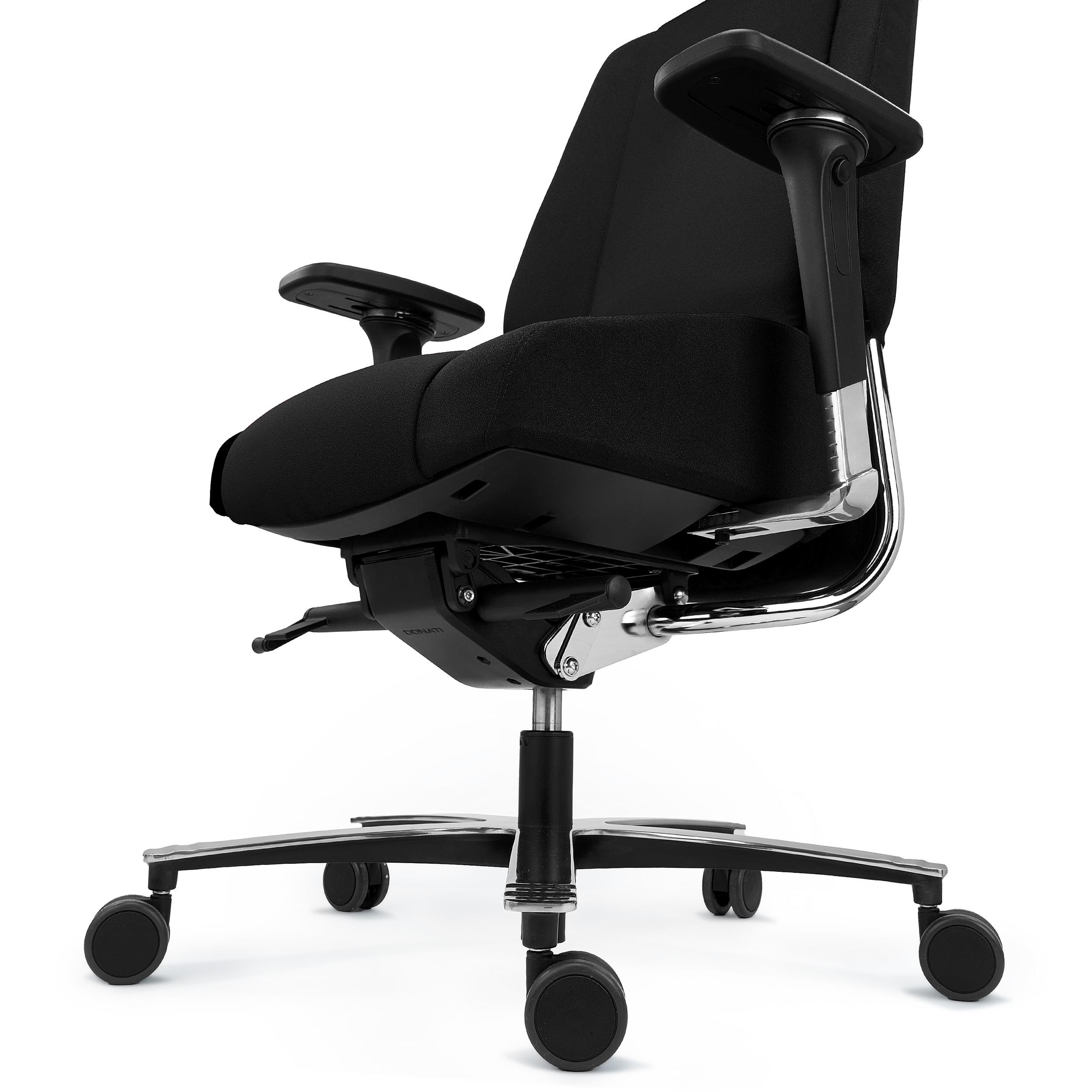 Silla Ergonómica KRATOS, Uso 24H, Máxima Comodidad y Durabilidad, Totalmente Certificada, Tela Negra