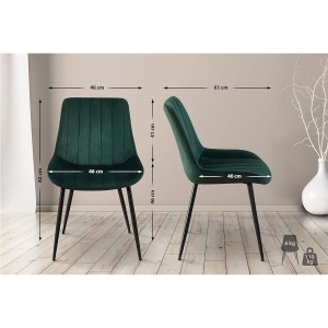 Lote de 2 Sillas de Confidente ZEFIR, Patas Metálicas, en Terciopelo color Negro
