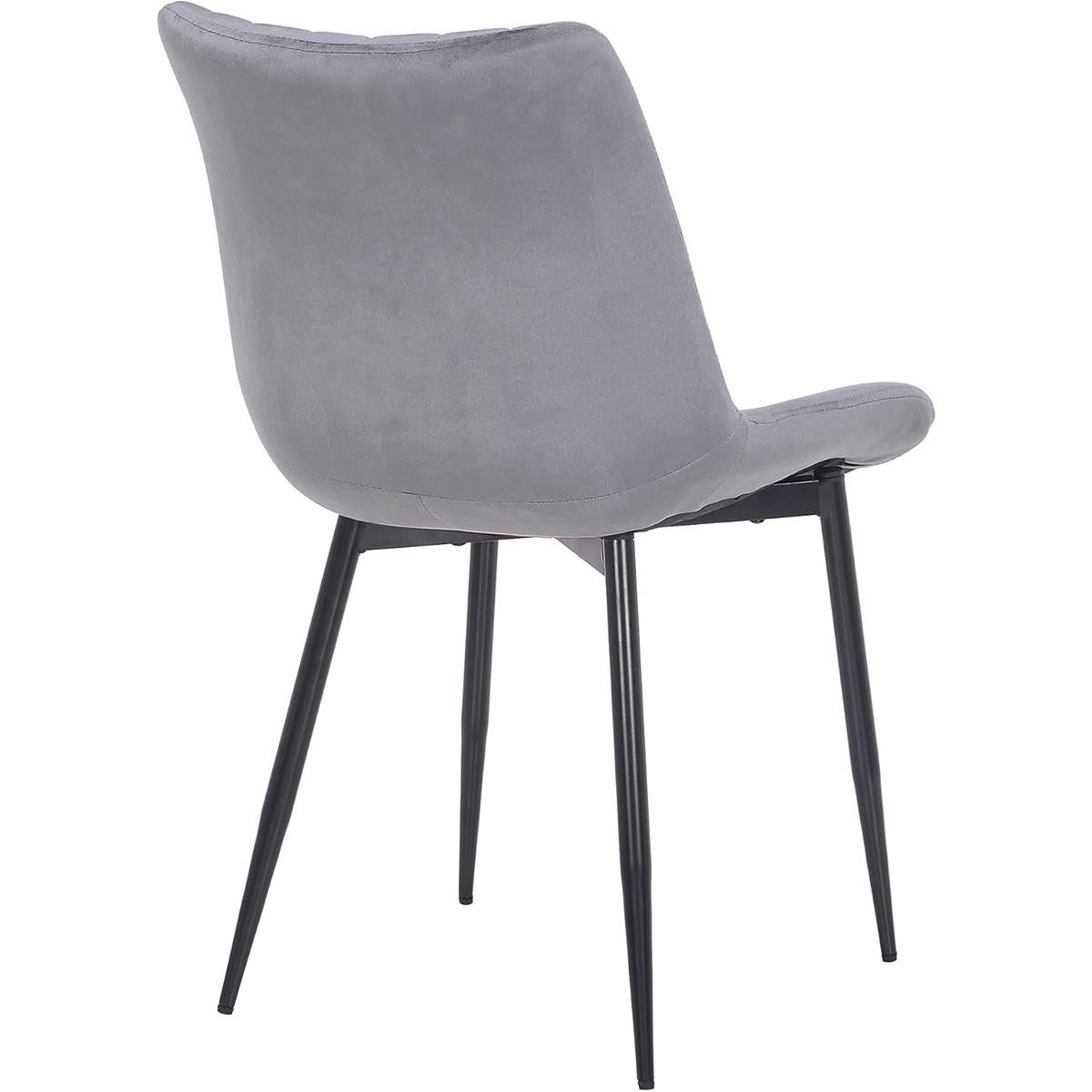 Lote de 2 sillas de Confidente ZEFIR, Grueso Acolchado, Patas Metálicas, en Terciopelo color Negro