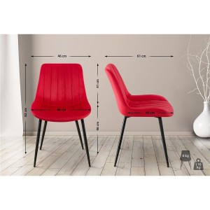 Lote de 2 Sillas de Confidente ZEFIR, Patas Metálicas, en Terciopelo color Negro