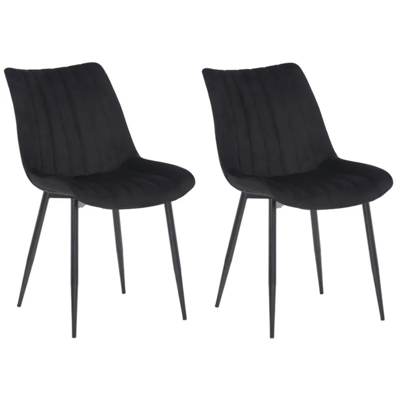 Lote de 2 Sillas de Confidente ZEFIR, Patas Metálicas, en Terciopelo color Negro