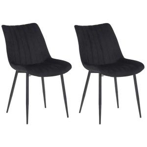 Lote de 2 Sillas de Confidente ZEFIR, Patas Metálicas, en Terciopelo color Negro