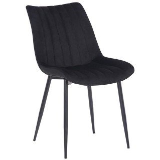 Lote de 2 Sillas de Confidente ZEFIR, Patas Metálicas, en Terciopelo color Negro 2