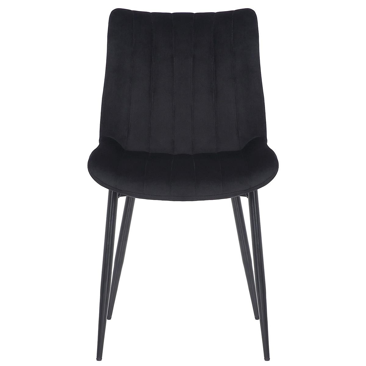 Lote de 2 sillas de Confidente ZEFIR, Grueso Acolchado, Patas Metálicas, en Terciopelo color Negro