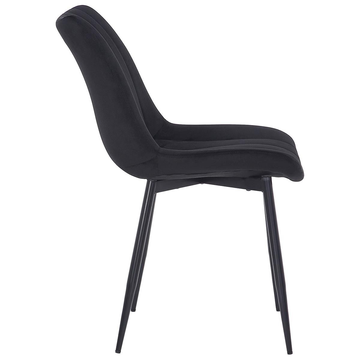 Lote de 2 sillas de Confidente ZEFIR, Grueso Acolchado, Patas Metálicas, en Terciopelo color Negro