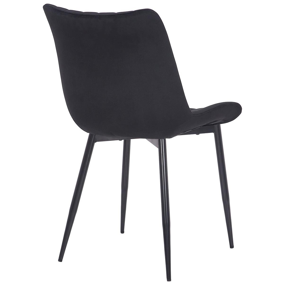 Lote de 2 sillas de Confidente ZEFIR, Grueso Acolchado, Patas Metálicas, en Terciopelo color Negro
