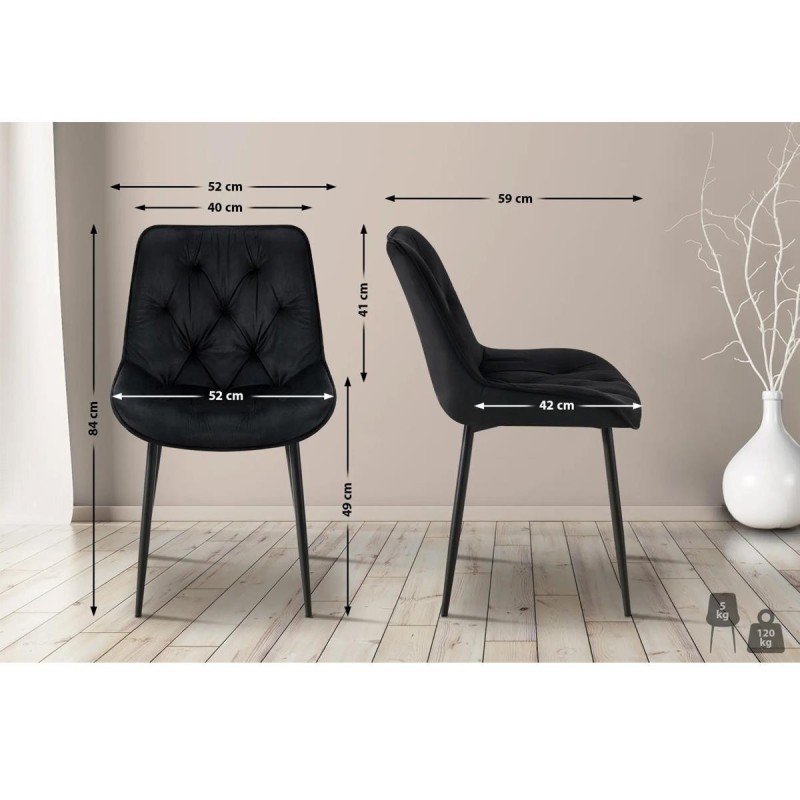 Silla de Confidente GRACE, en terciopelo color negro