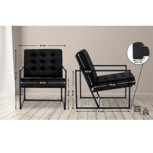Silla de Confidente AKEMI, Diseño Exclusivo, en terciopelo color Negro