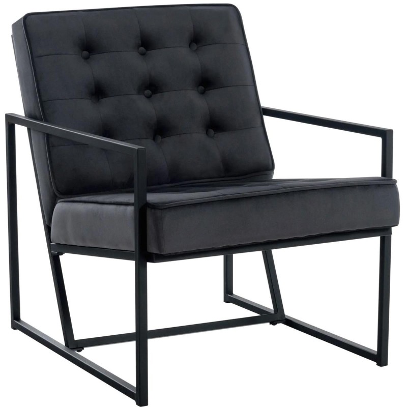 Silla de Confidente AKEMI, Diseño Exclusivo, en terciopelo color Negro