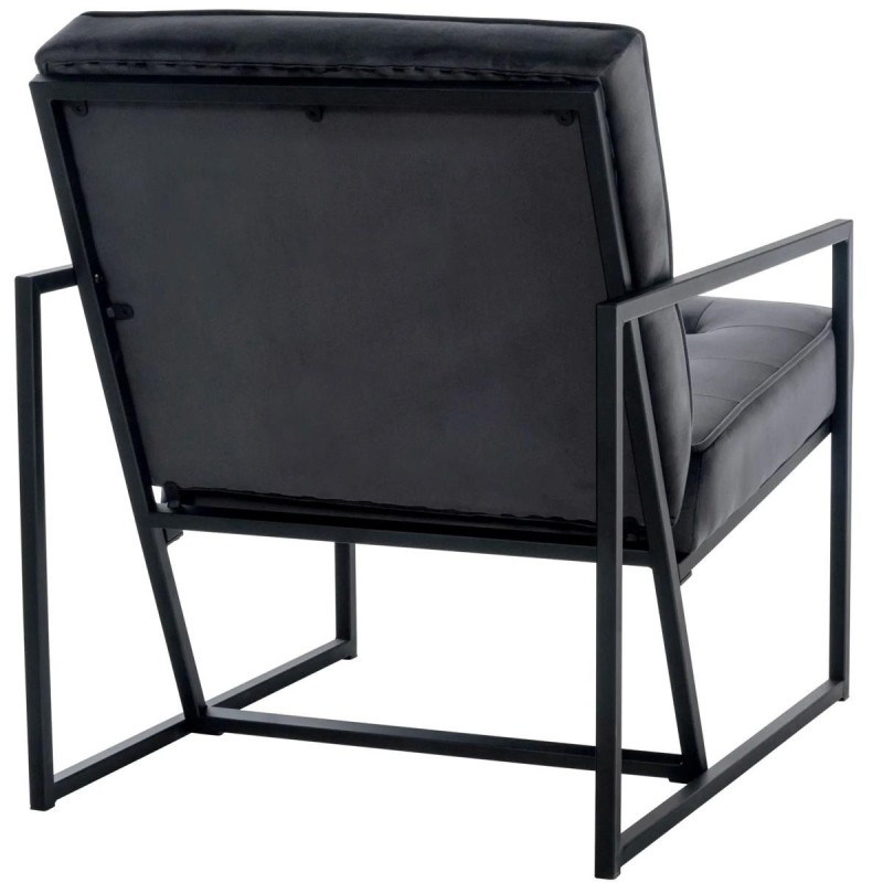 Silla de Confidente AKEMI, Diseño Exclusivo, en terciopelo color Negro