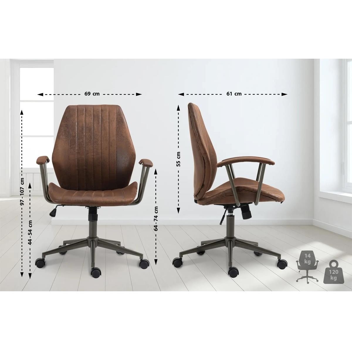 Sillón de Oficina BAKIN, Diseño Exclusivo, Mecanismo Basculante, en Piel Negra