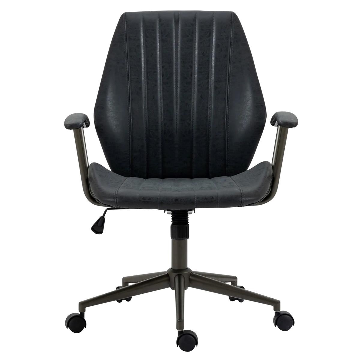Sillón de Oficina BAKIN, Diseño Exclusivo, Mecanismo Basculante, en Piel Negra