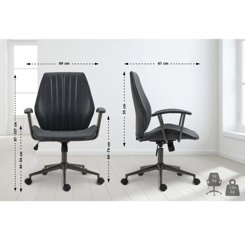Silla de Oficina BAKIN en Piel Negra