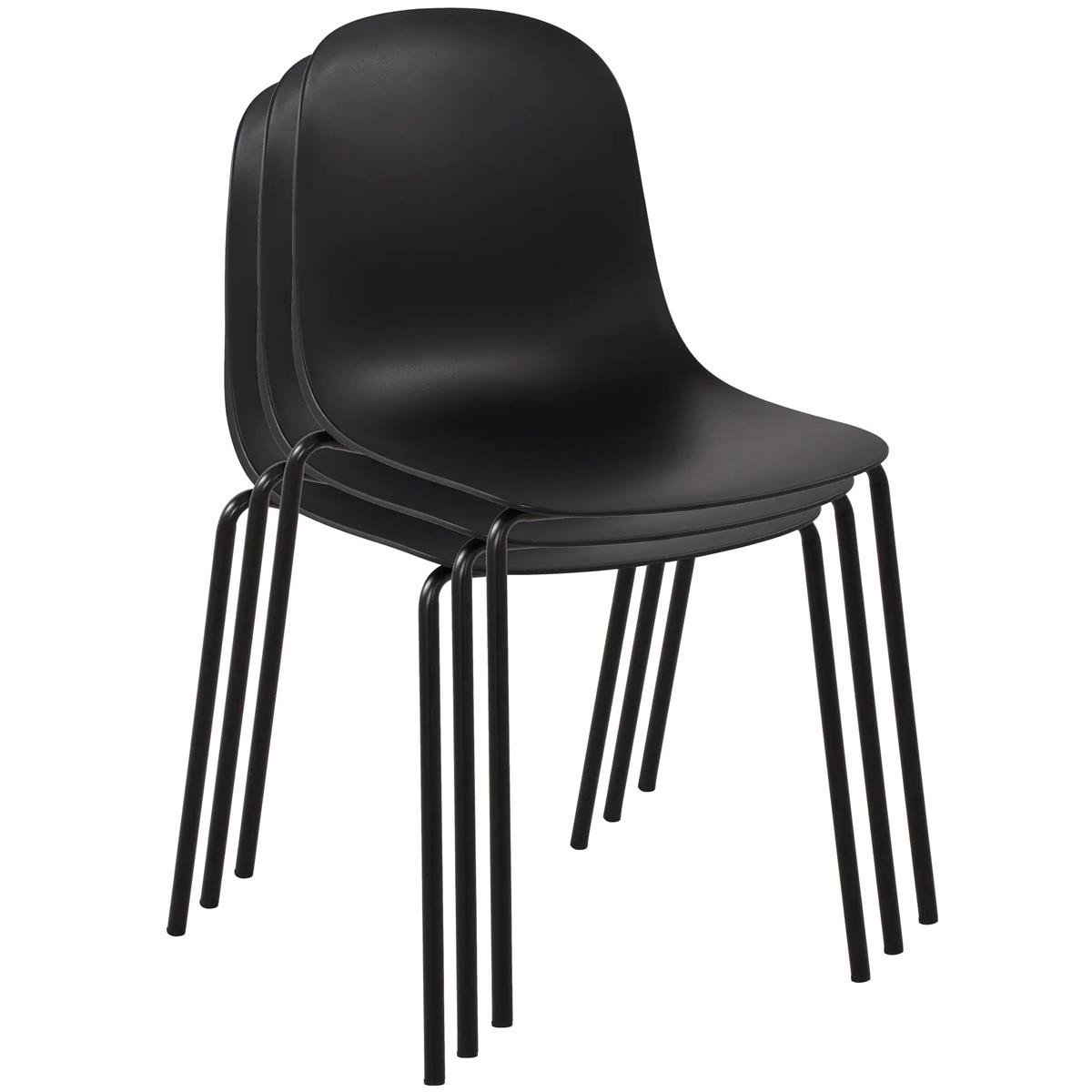 Silla de Confidente EMMA, Sencilla y Funcional, Apilable, Color Negro