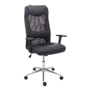 Silla de Oficina TRISTAN, Malla Transpirable y Piel, color Negro
