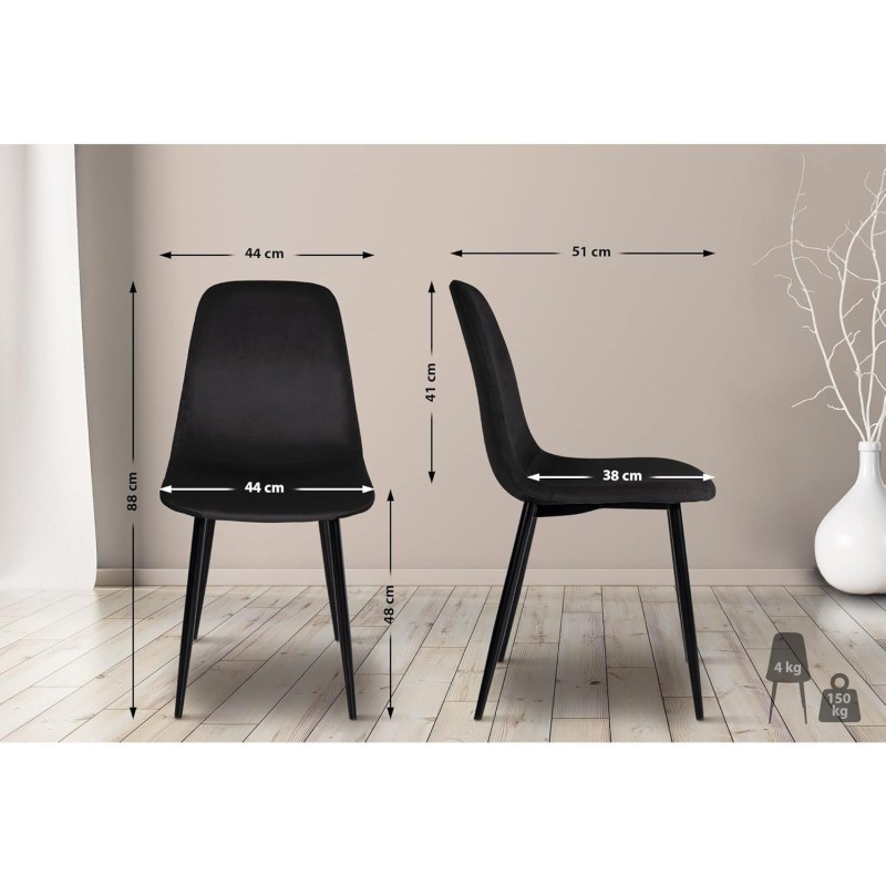 Silla de Confidente NAIPES, en terciopelo color Negro