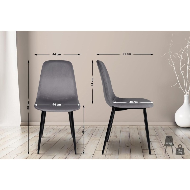 Silla de Confidente NAIPES, en terciopelo color Negro