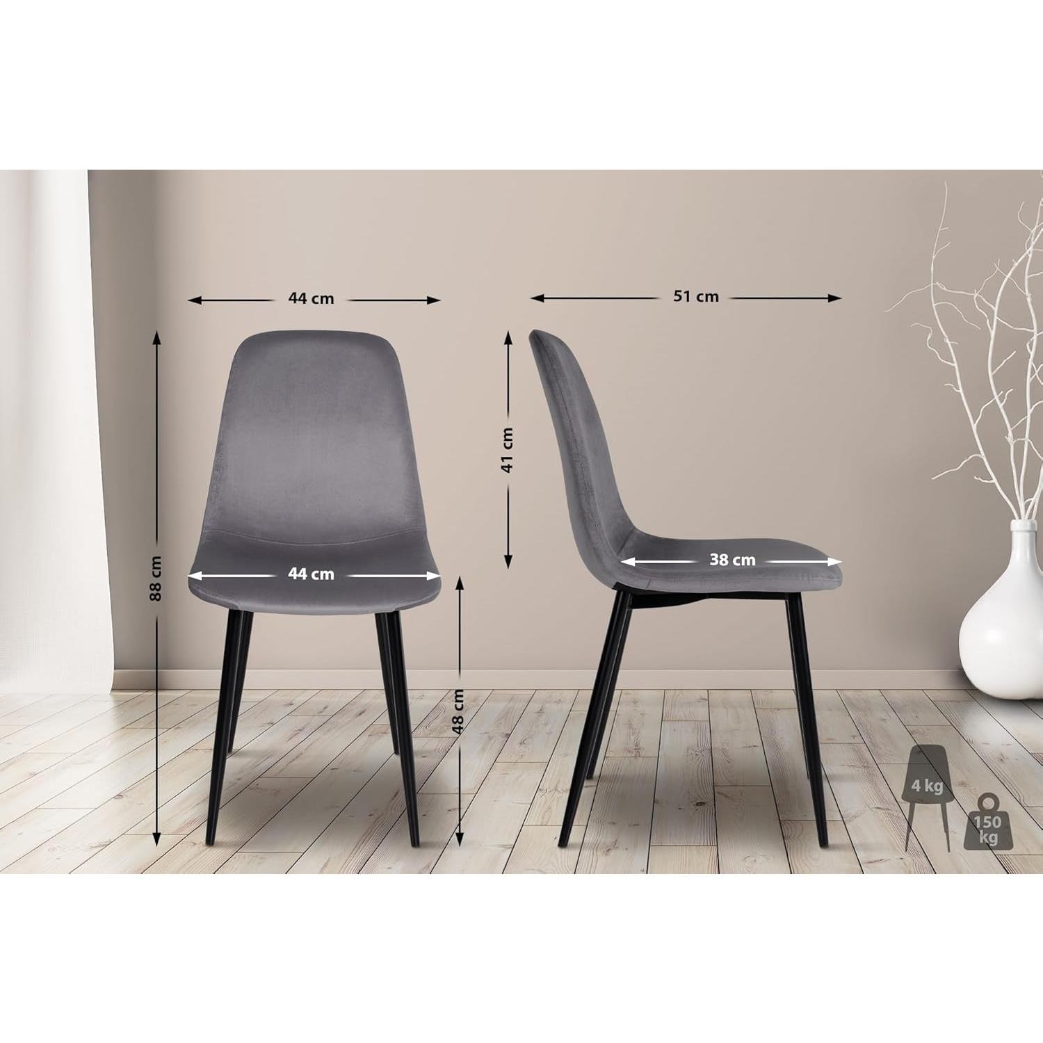 Silla de Confidente NAIPES, Robusta Estructura Metálica, en Terciopelo color Negro