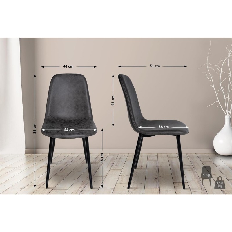 Silla de Confidente NAIPES, en piel color Negro