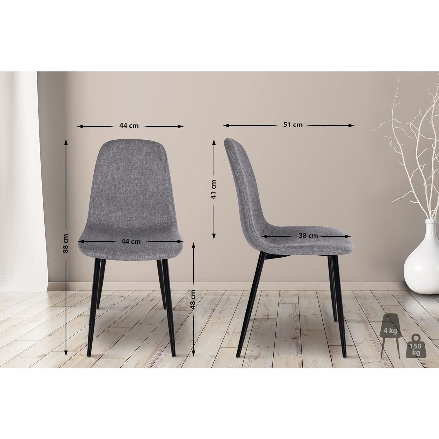 Silla de Confidente NAIPES, Robusta Estructura Metálica, en Tela color Negro