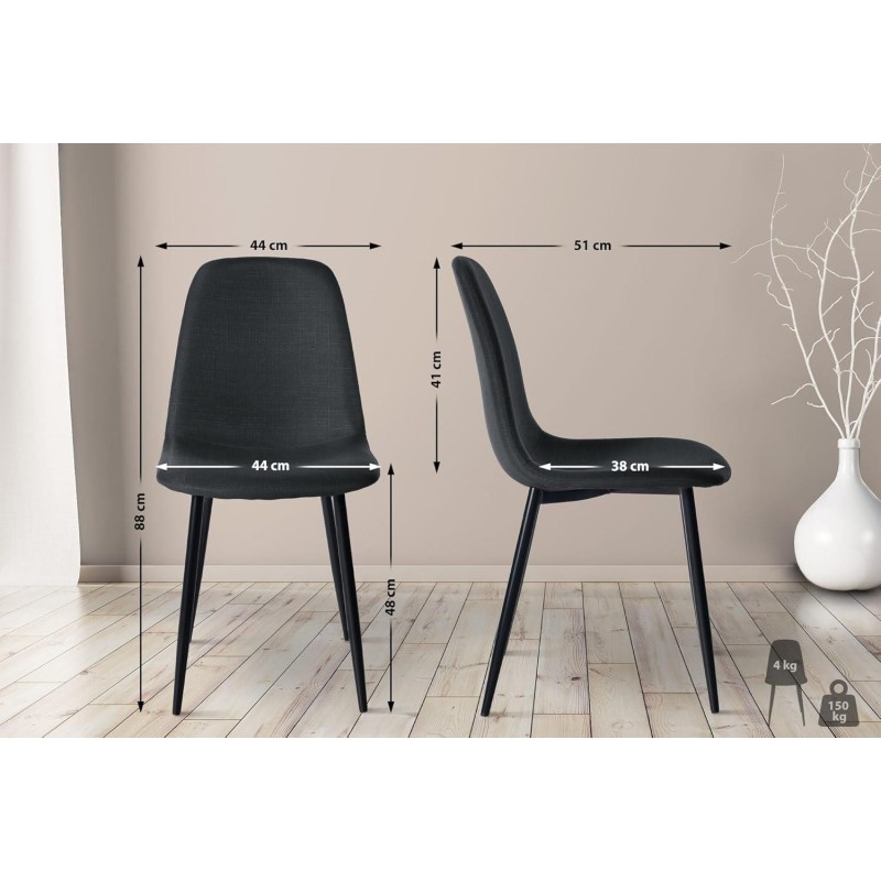 Silla de Confidente NAIPES, en piel color Negro