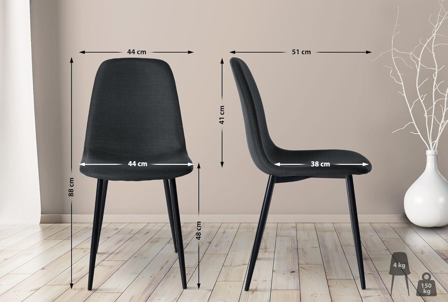 Silla de Confidente NAIPES, Robusta Estructura Metálica, en Tela color Negro