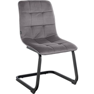 Silla de Confidente ALISA, Estructura Metálica, en Terciopelo color Crema