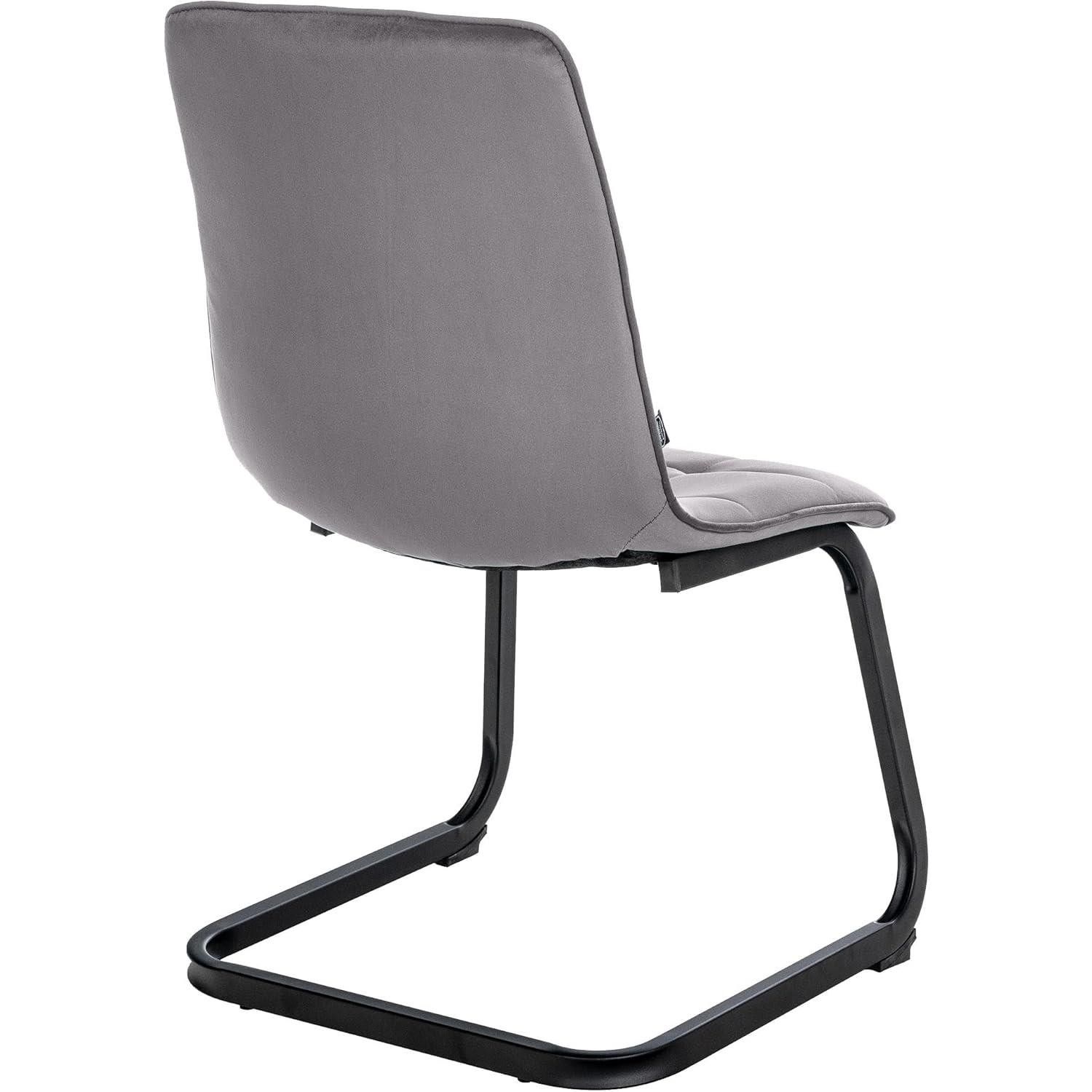 Silla de Confidente ALISA, Grueso Acolchado, Estructura Metálica, en Terciopelo color Negro