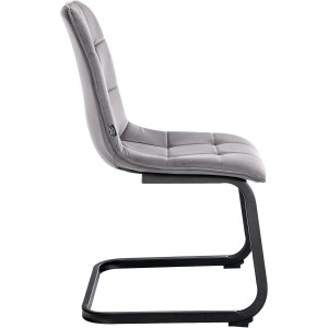 Silla de Confidente ALISA, Estructura Metálica, en Terciopelo color Crema