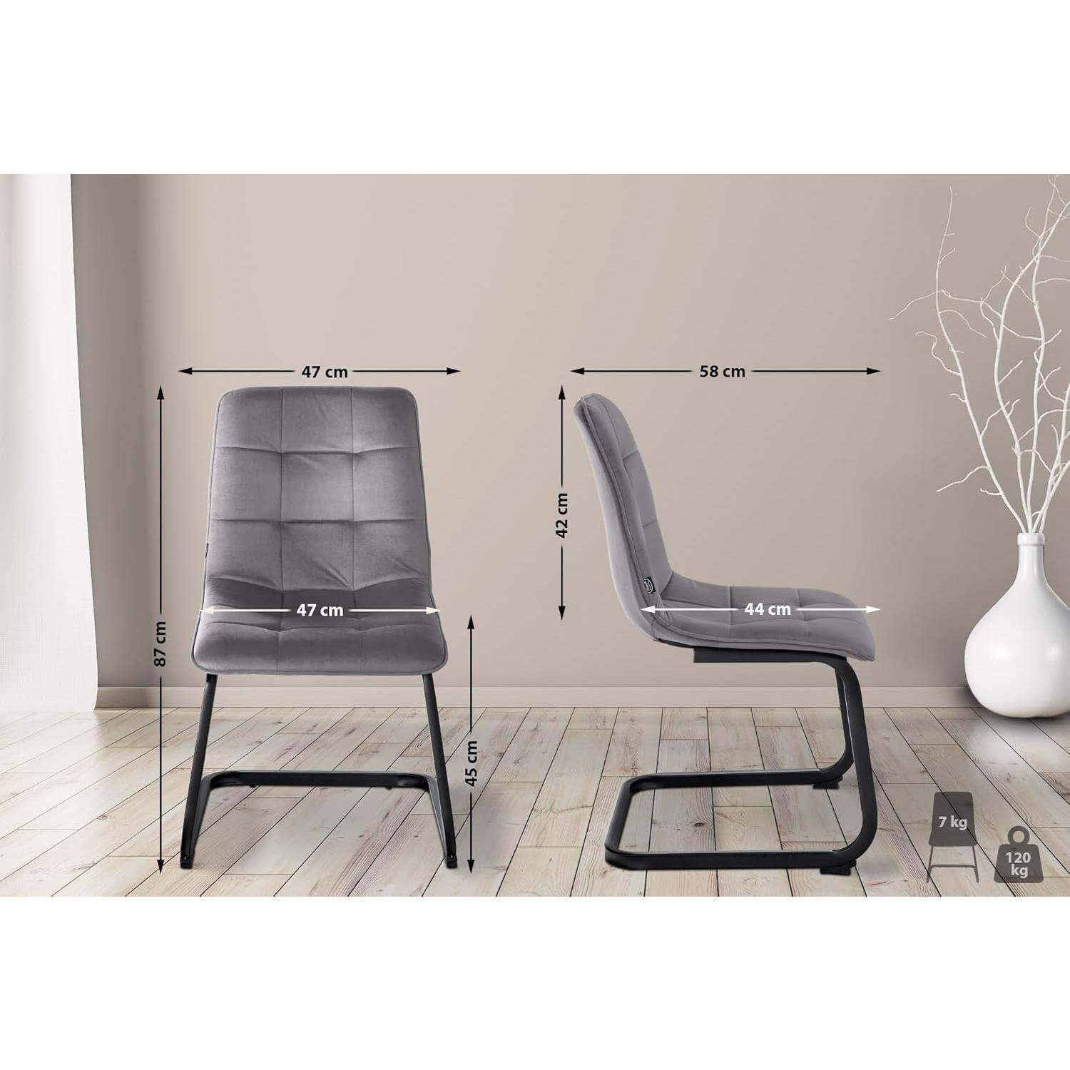 Silla de Confidente ALISA, Grueso Acolchado, Estructura Metálica, en Terciopelo color Negro