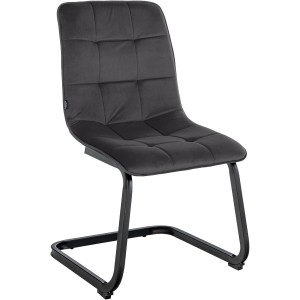 Silla de Confidente ALISA, Estructura Metálica, en Terciopelo color Crema