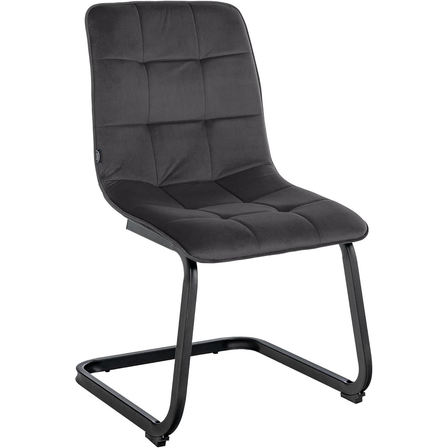 Silla de Confidente ALISA, Grueso Acolchado, Estructura Metálica, en Terciopelo color Negro