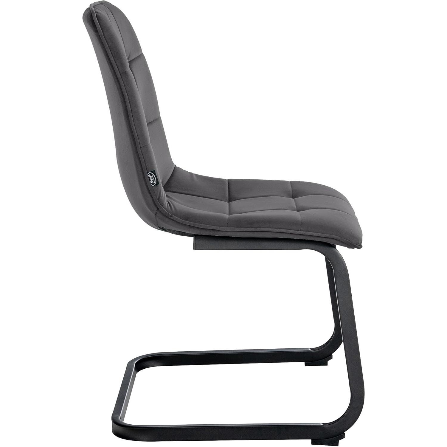Silla de Confidente ALISA, Grueso Acolchado, Estructura Metálica, en Terciopelo color Negro