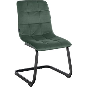 Silla de Confidente ALISA, Estructura Metálica, en Terciopelo color Crema
