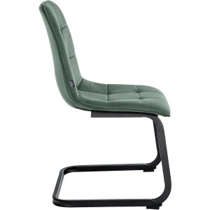 Silla de Confidente ALISA, Estructura Metálica, en Terciopelo color Crema