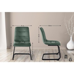 Silla de Confidente ALISA, Estructura Metálica, en Terciopelo color Crema