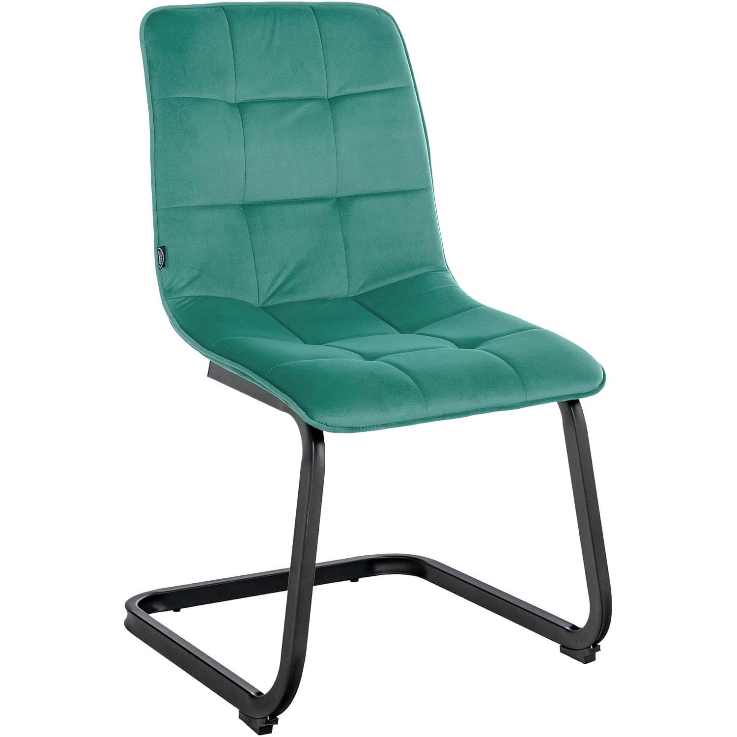 Silla de Confidente ALISA, Grueso Acolchado, Estructura Metálica, en Terciopelo color Negro