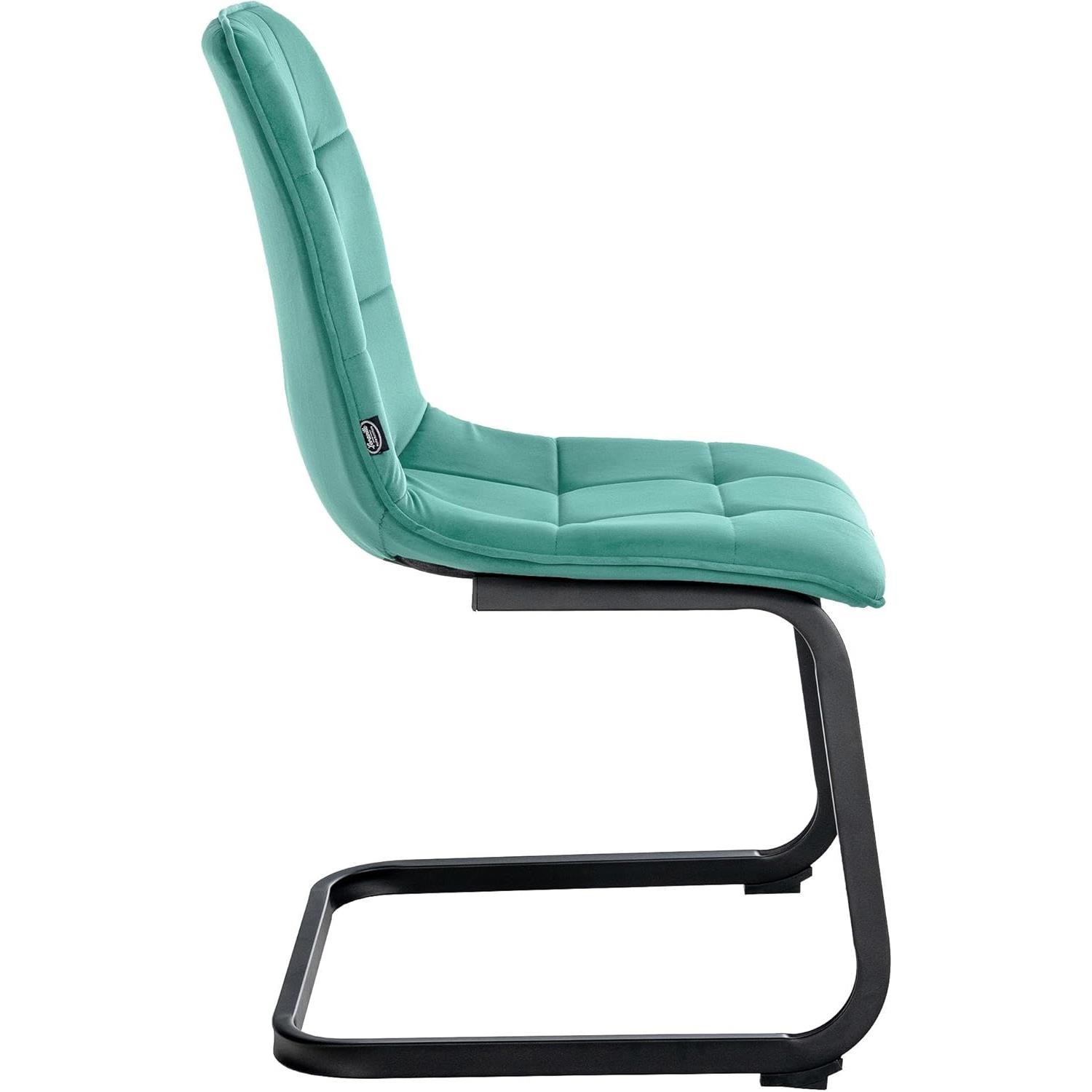 Silla de Confidente ALISA, Grueso Acolchado, Estructura Metálica, en Terciopelo color Negro
