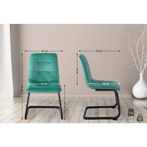 Silla de Confidente ALISA, Estructura Metálica, en Terciopelo color Crema