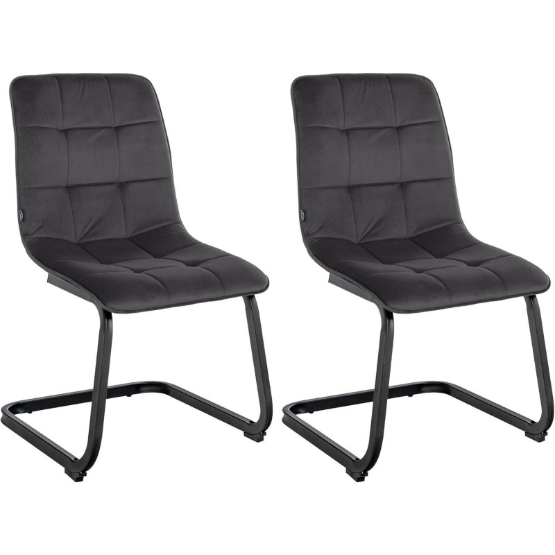 Lote de 2 Sillas de Confidente ALISA, Estructura Metálica, en Terciopelo color Negro