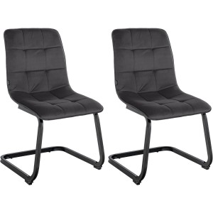 Lote de 2 Sillas de Confidente ALISA, Estructura Metálica, en Terciopelo color Negro