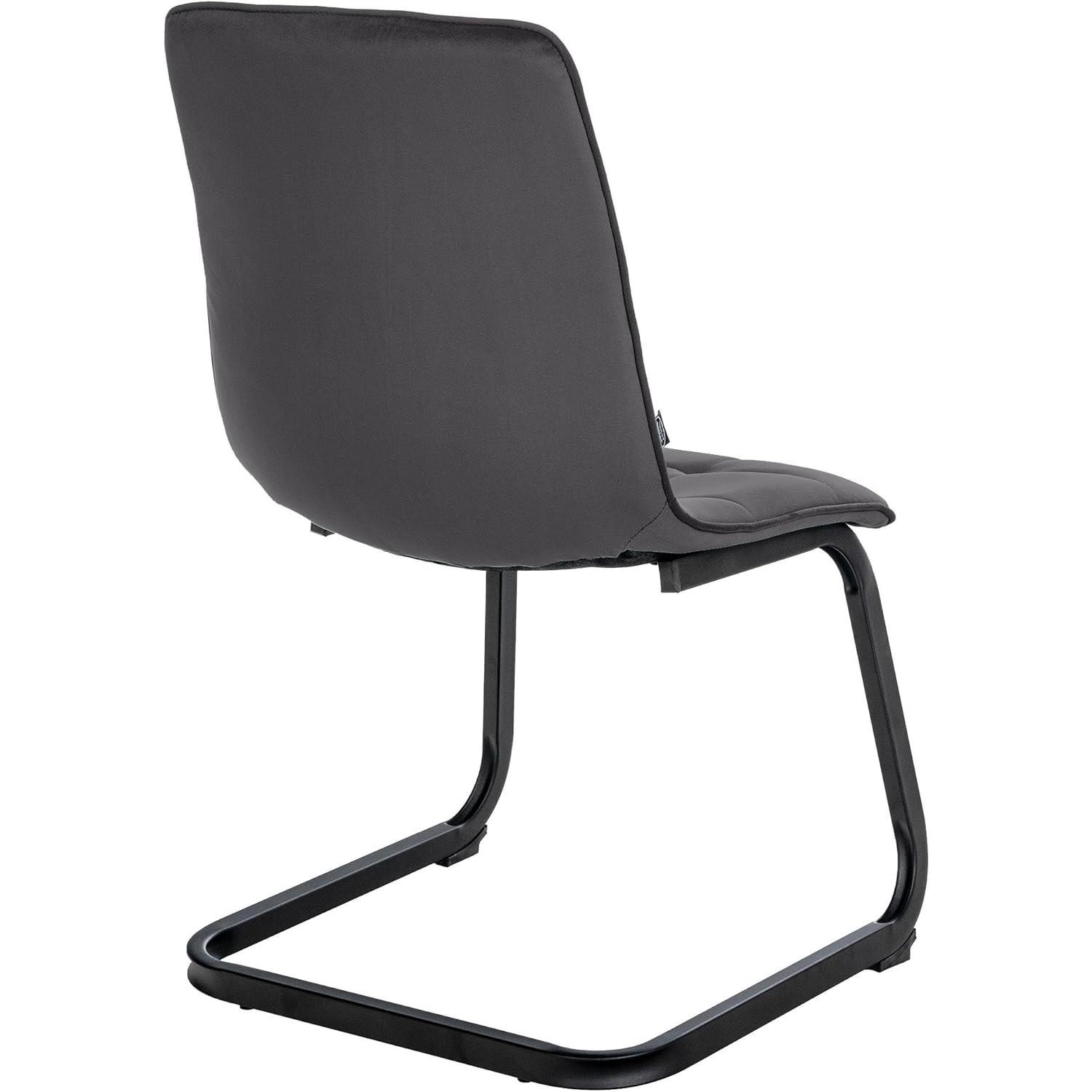 Lote de 2 Sillas de Confidente ALISA, Grueso Acolchado, Estructura Metálica, en Terciopelo color Negro