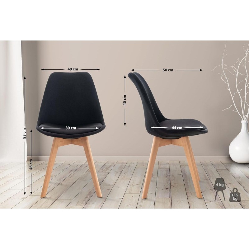Silla de Confidente SKYLER, Patas Claras, Tela Negra