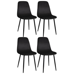 Lote de 4 sillas de Confidente NAIPES, en terciopelo color Negro