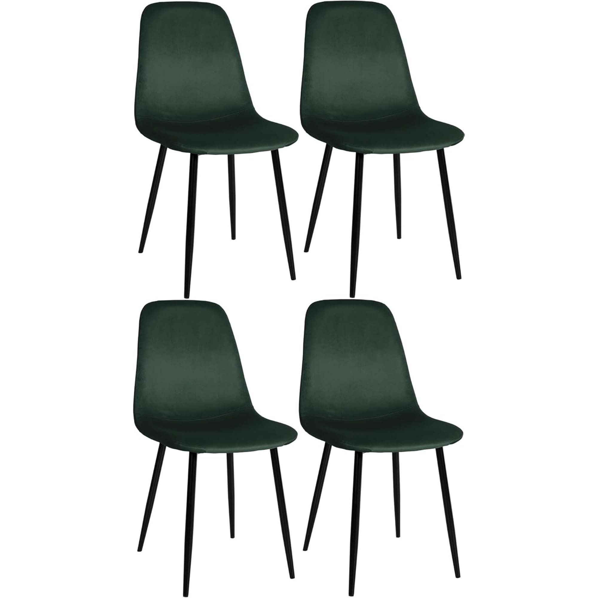 Lote de 4 sillas de Confidente NAIPES, Robusta Estructura Metálica, en Terciopelo color Negro